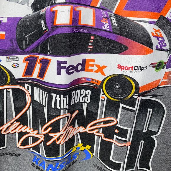 Joe Gibbs Racing 2023 Gray Denny Hamlin 11 Adventhealth 400 T-Shirt Mens Size XL - Picture 5 of 7